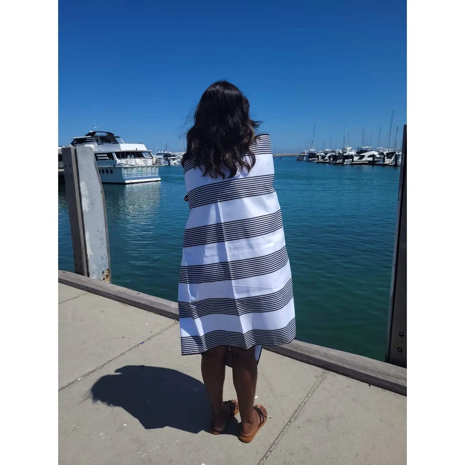 Santorini Black Signature Sand-Free Beach Towel Newlyfe