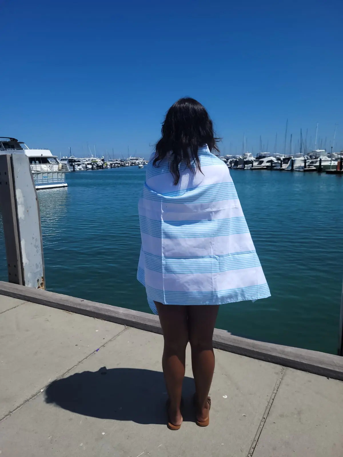 Bundle - Calvi Sky Blue Signature Sand-Free Beach Towel Newlyfe