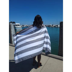 Santorini Black Signature Sand-Free Beach Towel Newlyfe