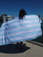 Calvi Sky Blue Signature Sand-Free Beach Towel