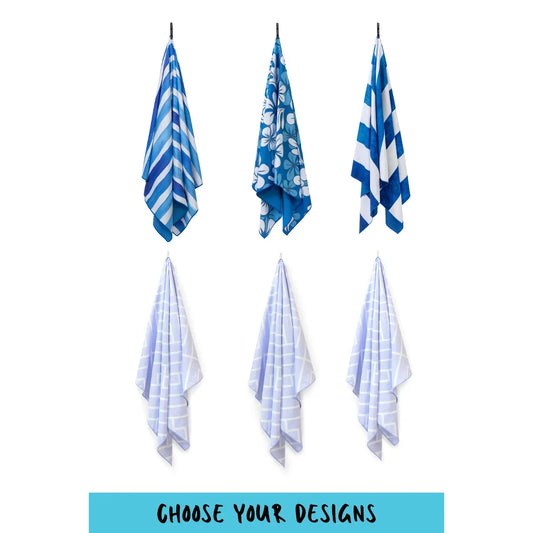 6 Pack Beach and Bath Towel Travel Bundle