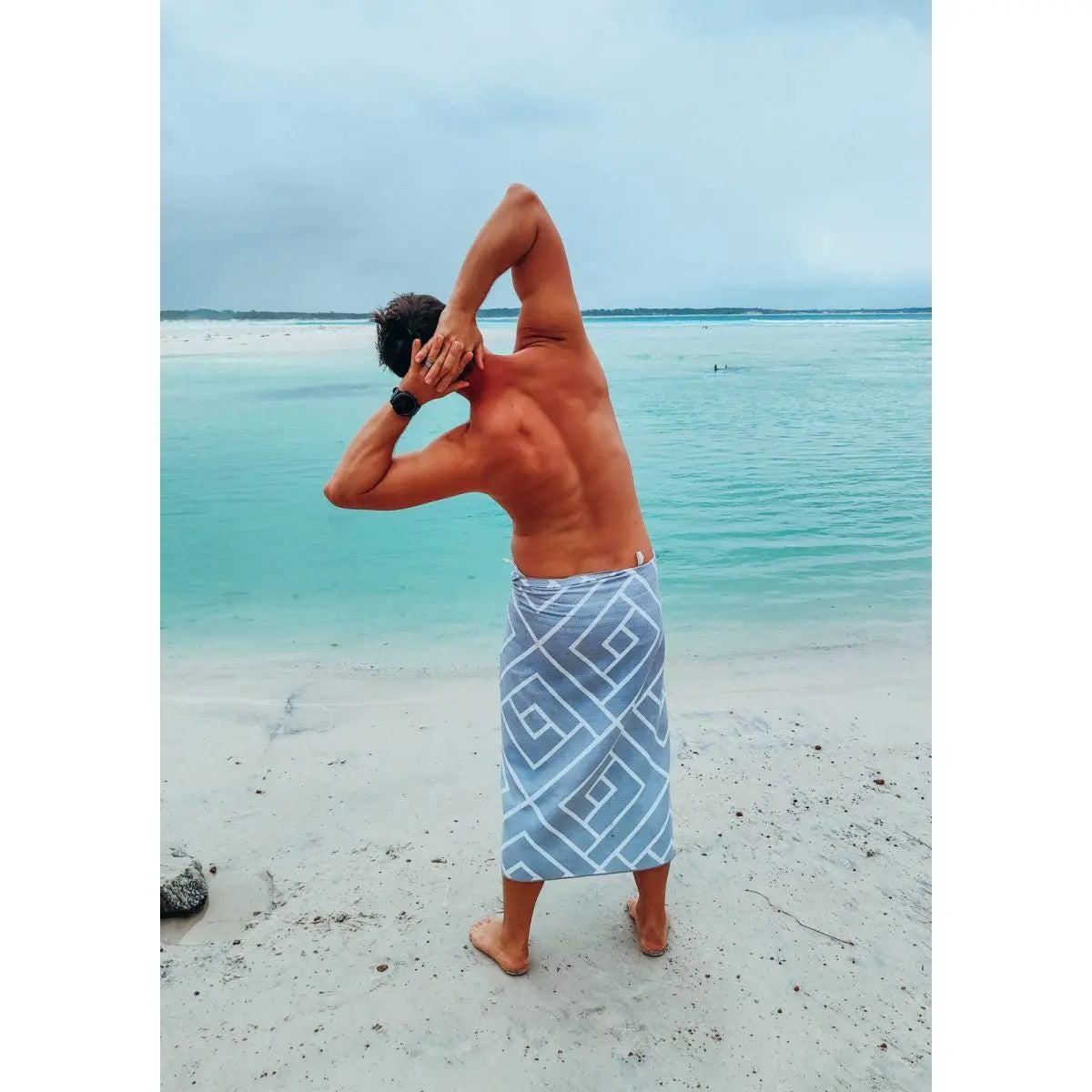 men streaching in newlyfe towel