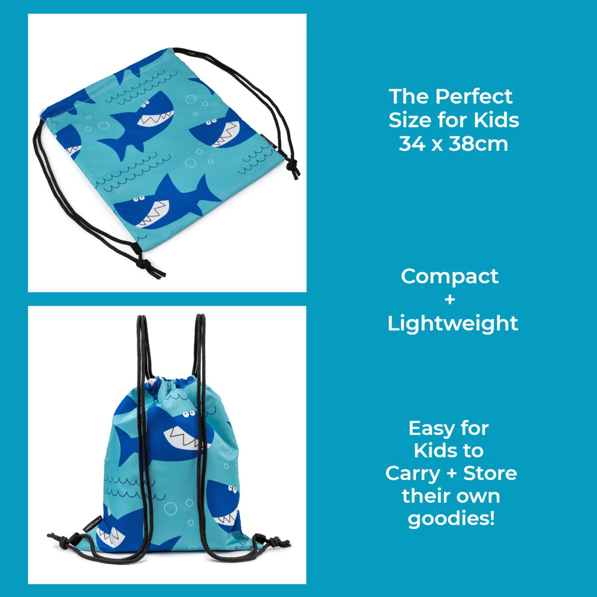 WaterProof Drawstring Swim Bags - Shark 5