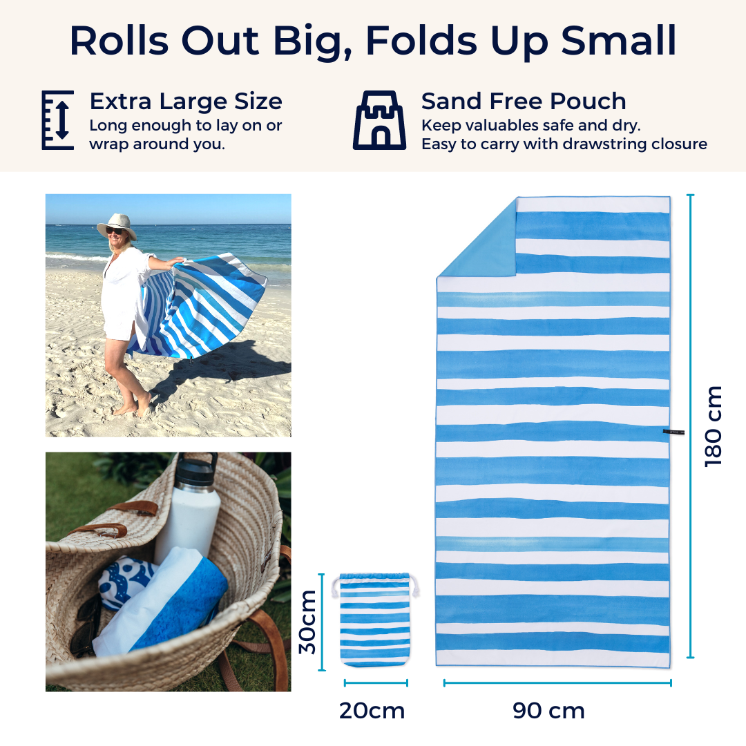 Noosa sand free beach towel and pouch